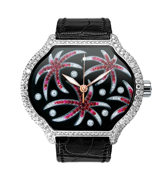 Replica DeLaCour City Medium Heart Rider Fire White Full Diamonds WAWG1095-0998 Replica Watch